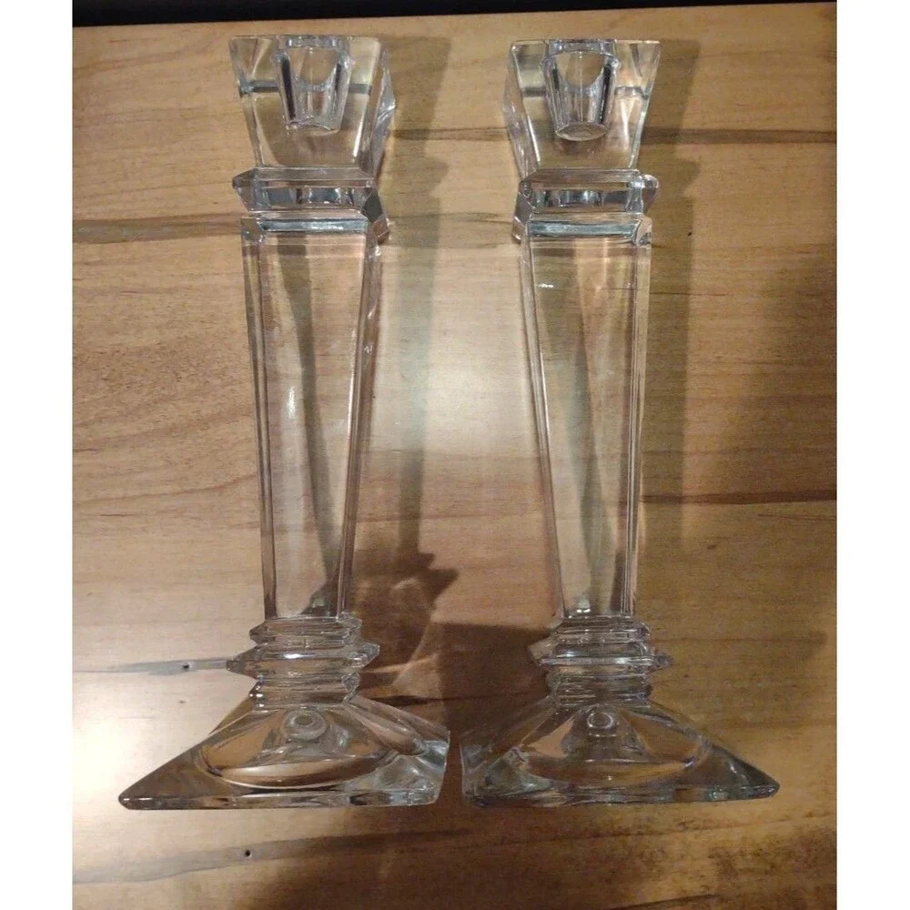 2 SHANNON‎ Crystal Candle Holders Candle Sticks Square Shape 10